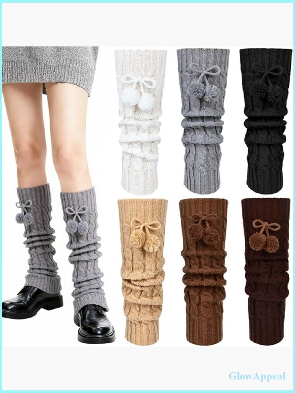 6 Pairs Kawaii Leg Warmers with Pompoms, Lolita Knit Socks, Y2K Accessory